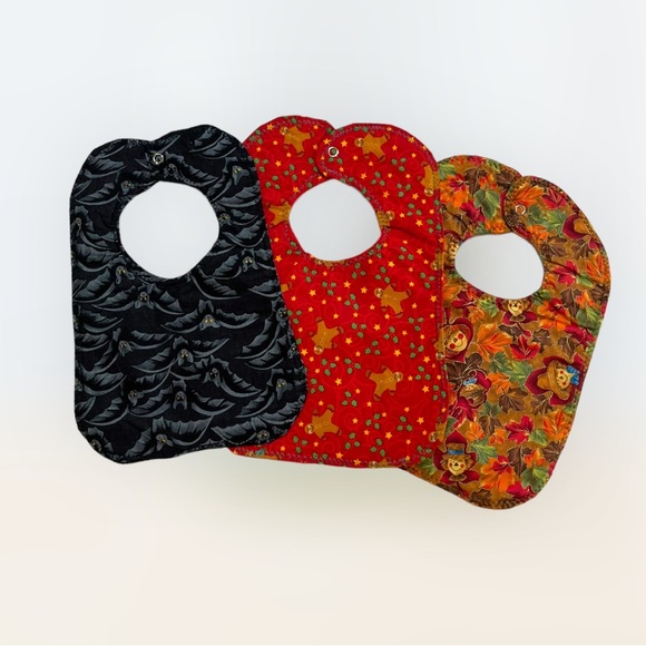 Lot/3 Handmade Holiday Season Baby Bibs - Picture 10 of 14